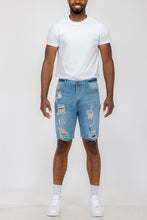 Load image into Gallery viewer, Distressed Stretch Denim Shorts