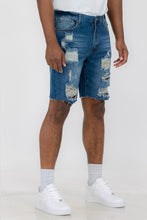 Load image into Gallery viewer, Distressed Stretch Denim Shorts