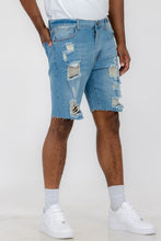 Load image into Gallery viewer, Distressed Stretch Denim Shorts