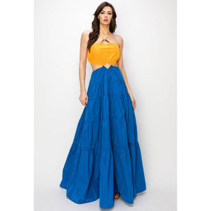 Sleeveless Dome Cut Out Maxi Dress